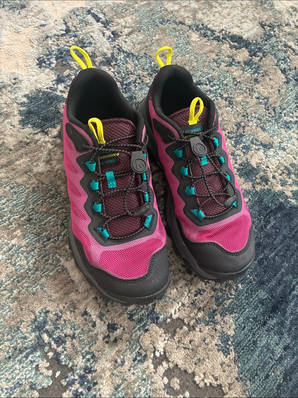 Merrell Pink Trail Shoes with Teal & Yellow Accents size 9.5